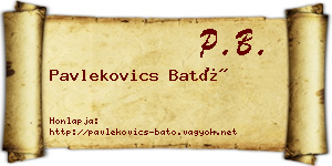 Pavlekovics Bató névjegykártya